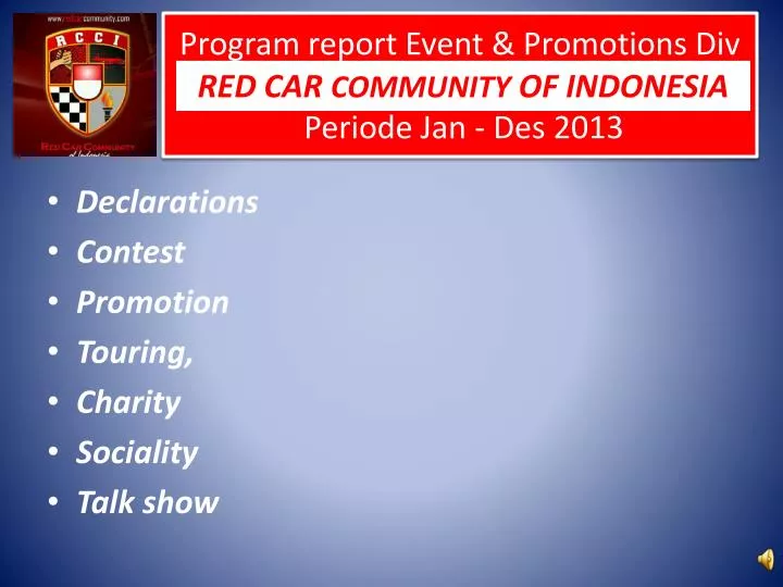 program report event promotions div periode jan des 2013