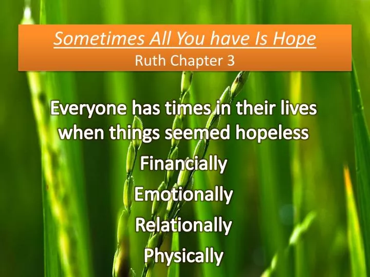 sometimes all you have is hope ruth chapter 3