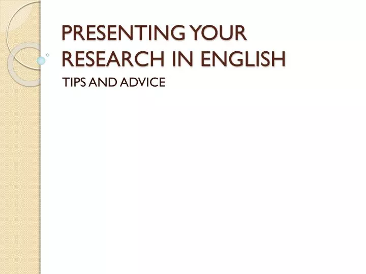 presenting your research in english