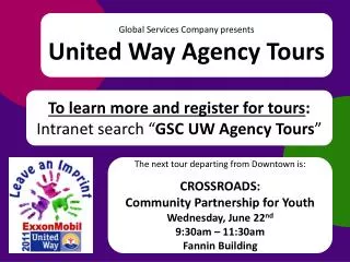 Global Services Company presents United Way Agency Tours