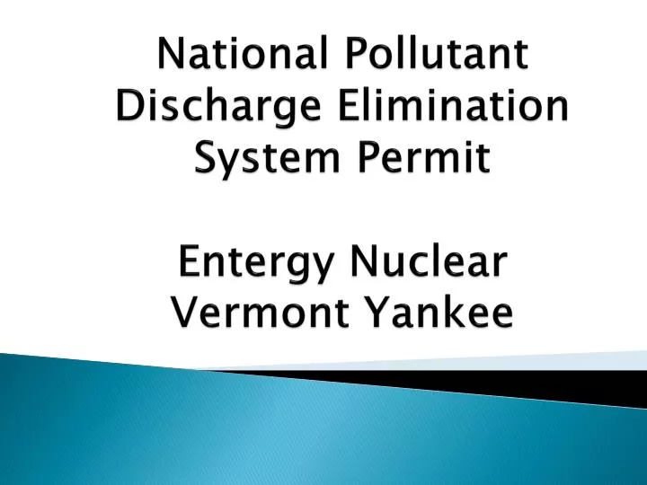 national pollutant discharge elimination system permit entergy nuclear vermont yankee