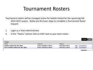 Tournament Rosters