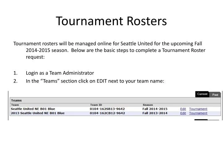 tournament rosters