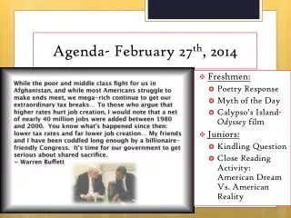 Agenda- February 27 th , 2014