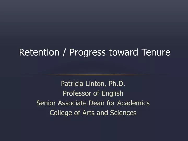 retention progress toward tenure