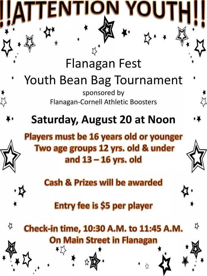 flanagan fest youth bean bag tournament sponsored by flanagan cornell athletic boosters