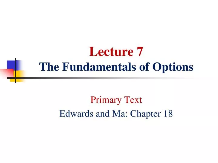 lecture 7 the fundamentals of options