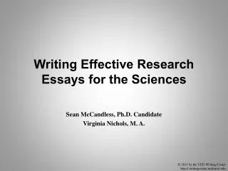 Writing Effective Research Essays for the Sciences