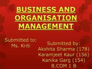 BUSINESS AND ORGANISATION MANAGEMENT