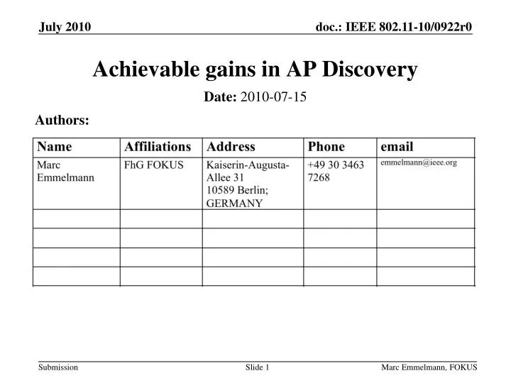 achievable gains in ap discovery