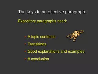 The keys to an effective paragraph: