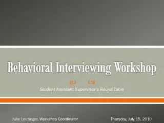 Behavioral Interviewing Workshop