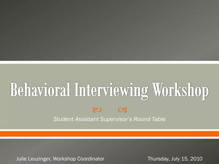 behavioral interviewing workshop