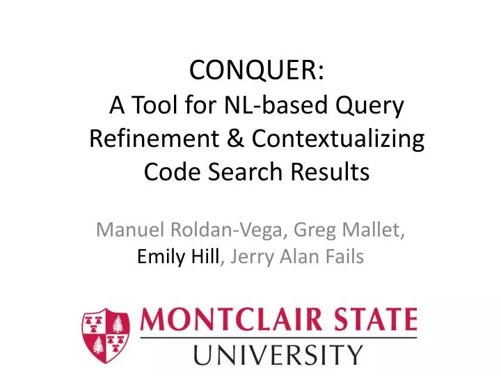 conquer a tool for nl based query refinement contextualizing code search results