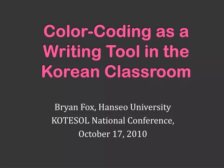 color coding as a writing tool in the korean classroom