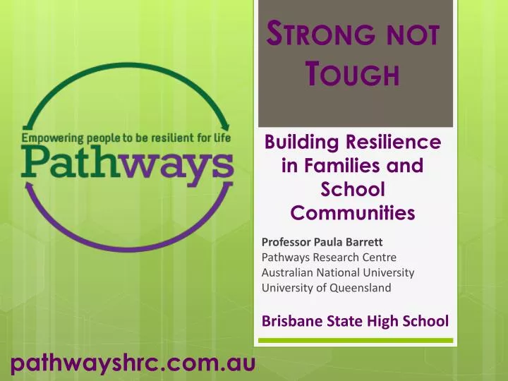 strong not tough building resilience in families and school communities