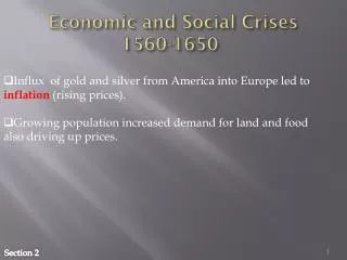 Economic and Social Crises 1560-1650
