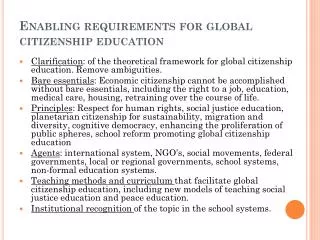 Enabling requirements for global citizenship education