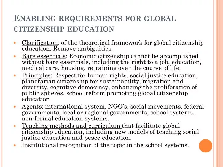 enabling requirements for global citizenship education