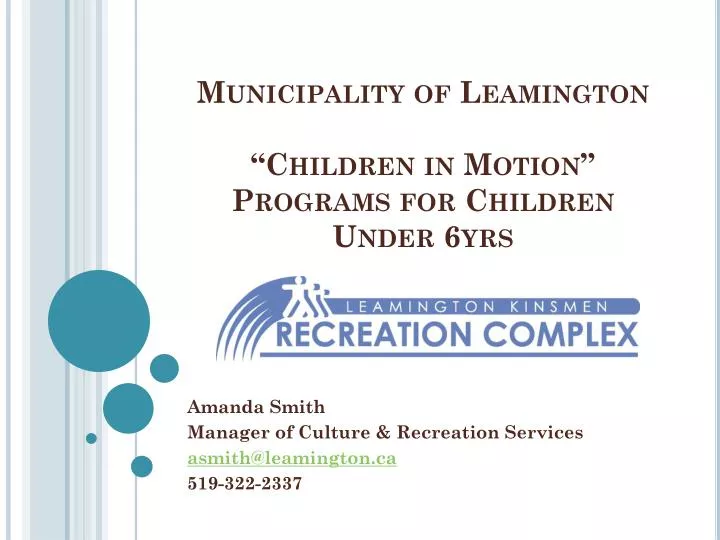 municipality of leamington children in motion programs for children under 6yrs