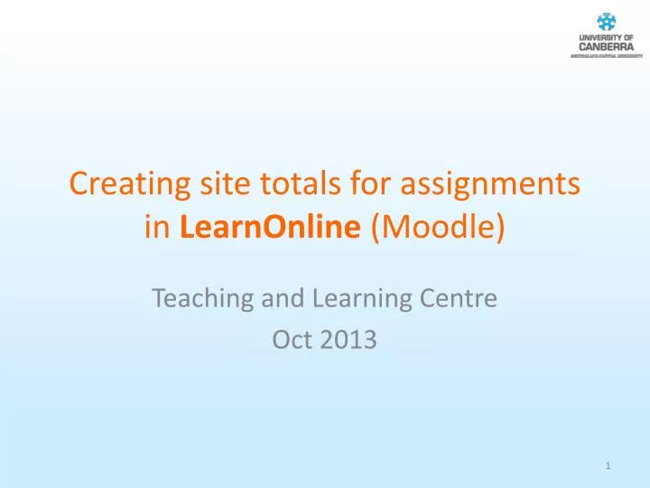creating site totals for assignments in learnonline moodle