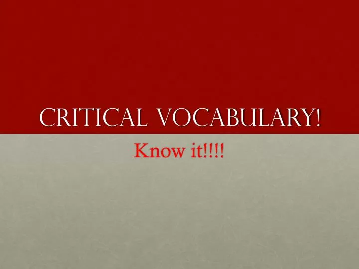 critical vocabulary