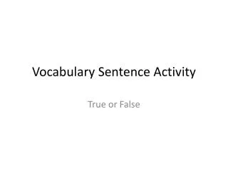 Vocabulary Sentence Activity