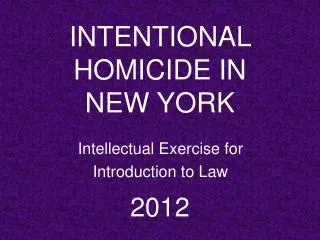 Intellectual Exercise for Introduction to Law