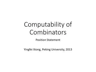 Computability of Combinators