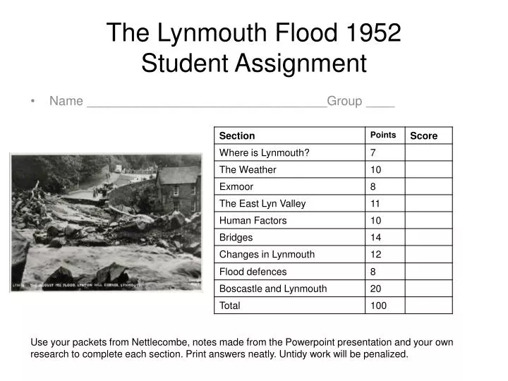 the lynmouth flood 1952 student assignment