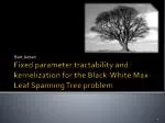 Fixed-Parameter Tractability and Kernelization for the Black-White Max-Leaf Spanning Tree Problem - slide 1
