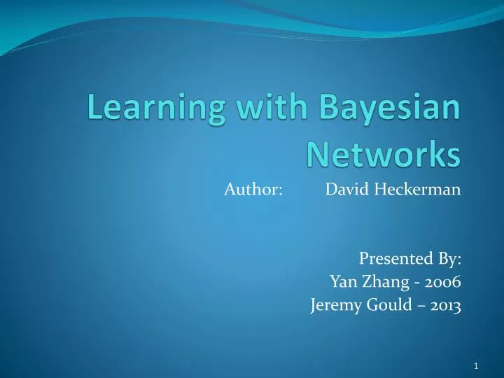 learning with bayesian networks