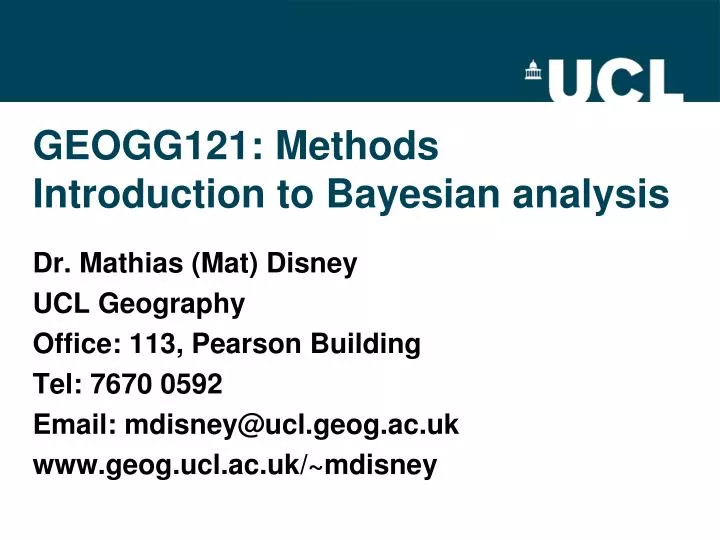 geogg121 methods introduction to bayesian analysis