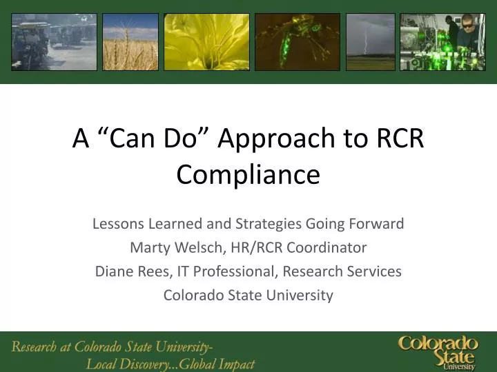 a can do approach to rcr compliance