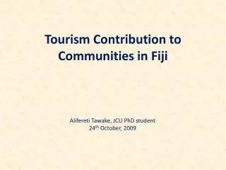 Tourism Contribution to Communities in Fiji