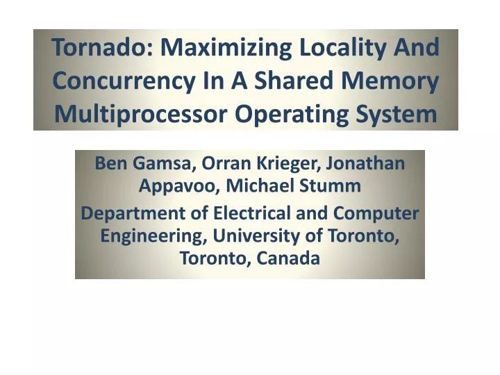 tornado maximizing locality and concurrency in a shared memory multiprocessor operating system