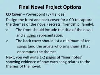 Final Novel Project Options