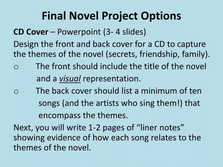 final novel project options