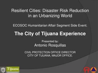 Resilient Cities: Disaster Risk Reduction in an Urbanizing World