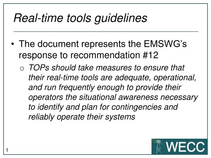 real time tools guidelines