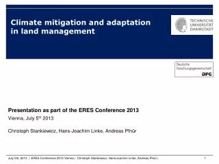 Climate mitigation and adaptation in land management