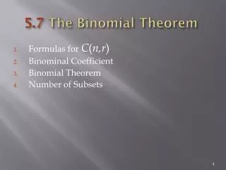 5.7 The Binomial Theorem