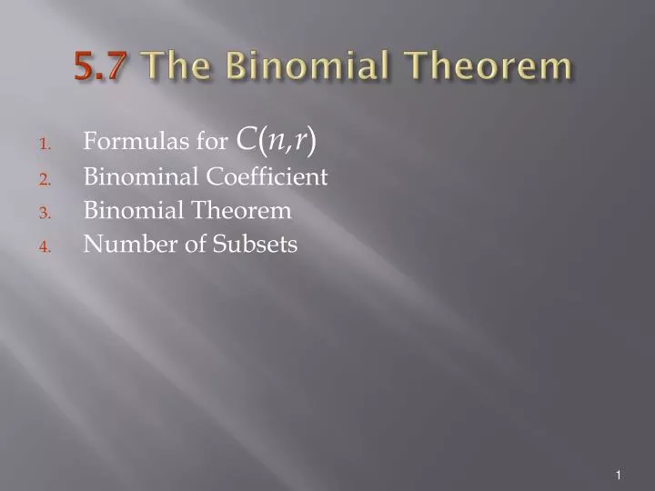 5 7 the binomial theorem