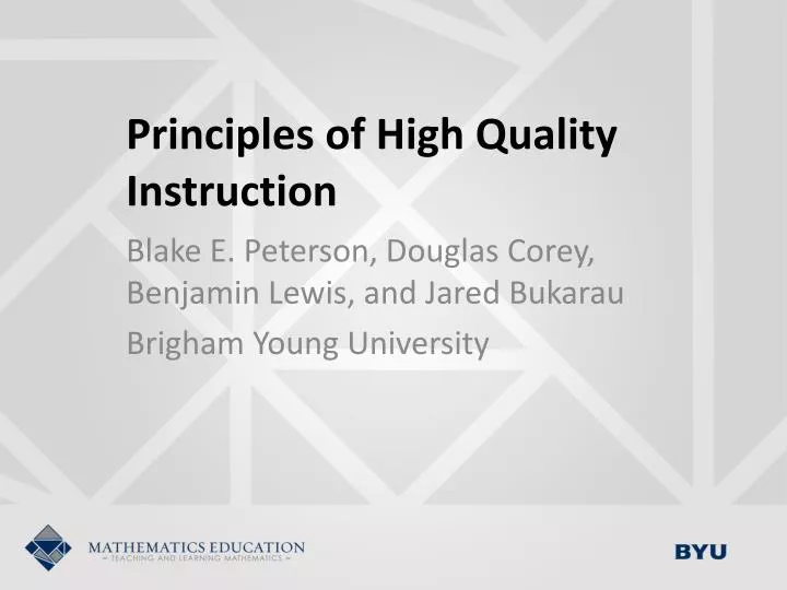 principles of high quality instruction