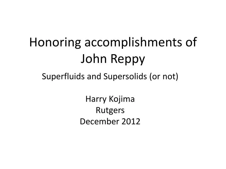 honoring accomplishments of john reppy