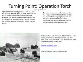 Turning Point: Operation Torch By: Megan Piatkowski