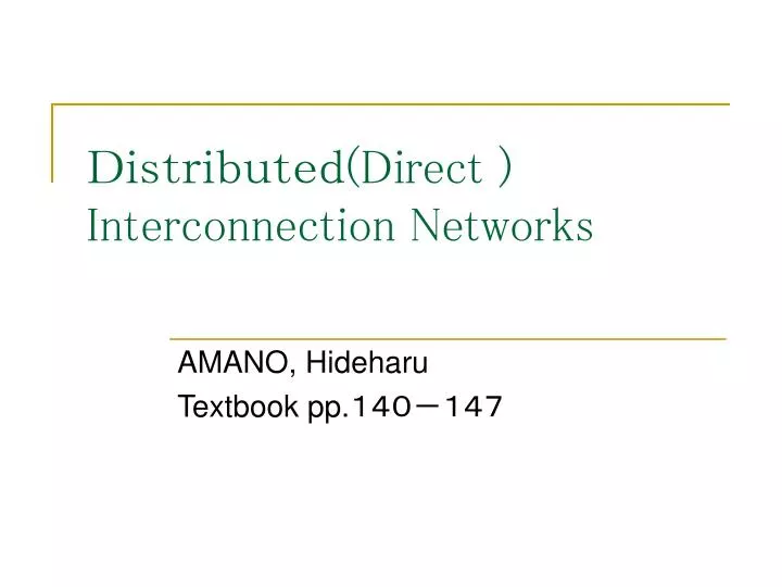 direct interconnection networks