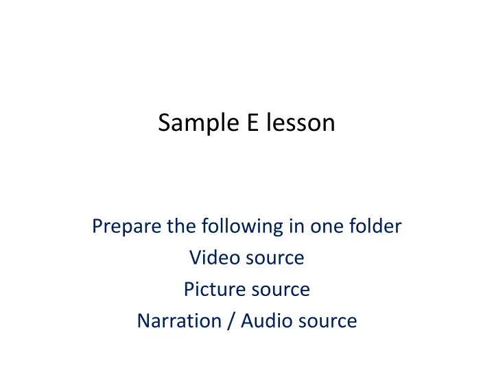 sample e lesson