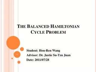 The Balanced Hamiltonian Cycle Problem
