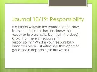 Journal 10/19: Responsibility